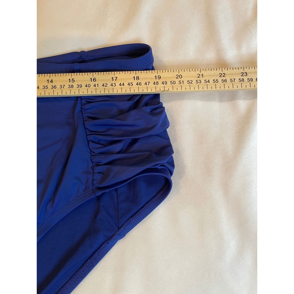 Apt. 9 Womens Navy Blue Ruched High Waisted Bikini Bottoms Size 2X Full Coverage - Picture 3 of 11